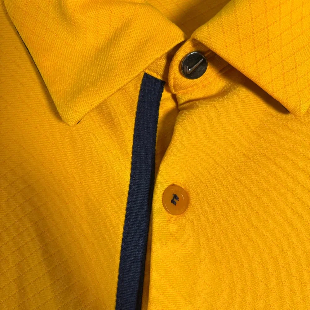 Nike Dri Fit Polo Shirt Men XL West Virginia Mountaineers Yellow Navy Athleisure